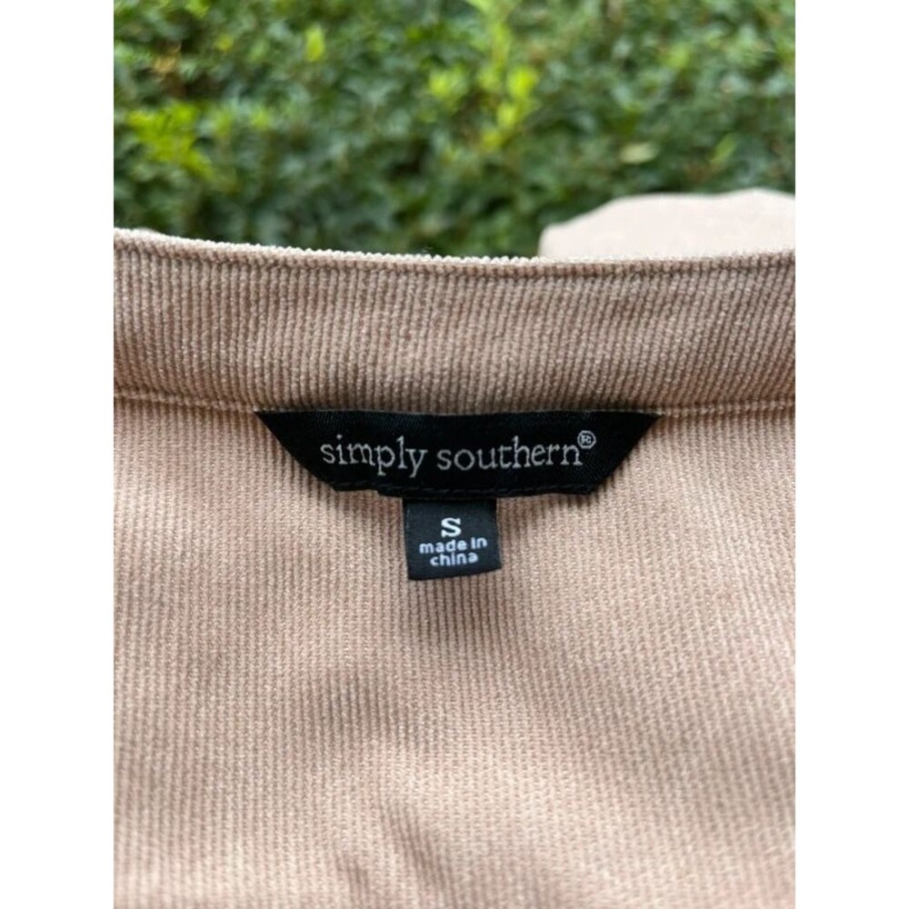 Simply Southern Corduroy Tiered Belted Shirt Dress Tan Size S - Picture 7 of 8